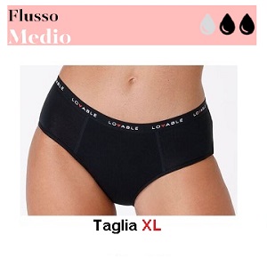 LOVABLE CULOTTE FLUSSO MEDIO NERO Tg XL